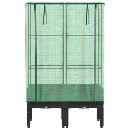Plantenbak verhoogd met kashoes 80x40x140 cm rattanlook