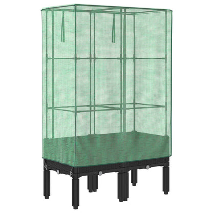 Plantenbak verhoogd met kashoes 80x40x140 cm rattanlook