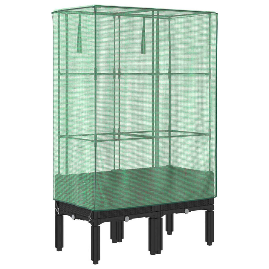 Plantenbak verhoogd met kashoes 80x40x140 cm rattanlook