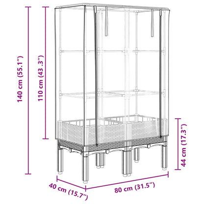 Plantenbak verhoogd met kashoes 80x40x140 cm rattanlook