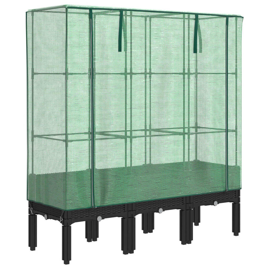 Plantenbak verhoogd met kashoes 120x40x140 cm rattanlook