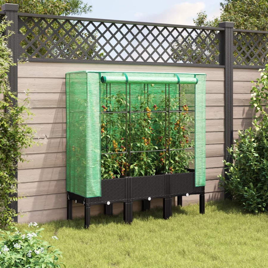 Plantenbak verhoogd met kashoes 120x40x140 cm rattanlook