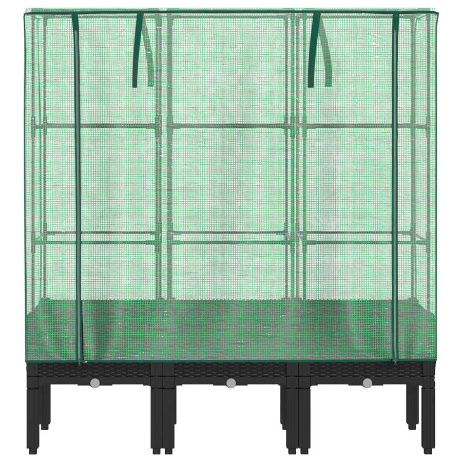 Plantenbak verhoogd met kashoes 120x40x140 cm rattanlook