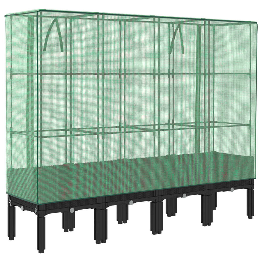 Plantenbak verhoogd met kashoes 160x40x140 cm rattanlook