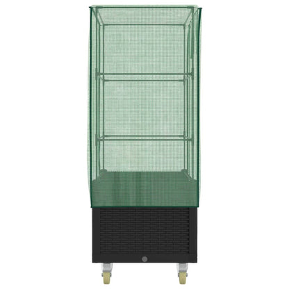 Plantenbak verhoogd met hoes en wielen 80x50x182 cm rattanlook