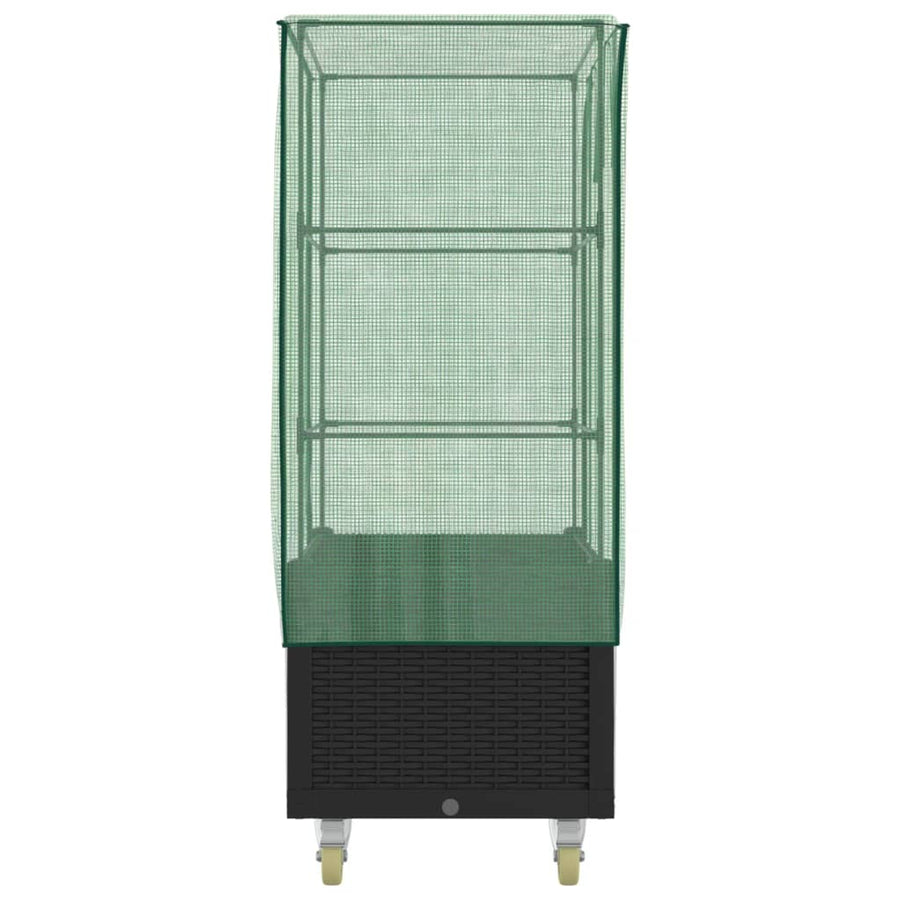 Plantenbak verhoogd met hoes en wielen 80x50x182 cm rattanlook