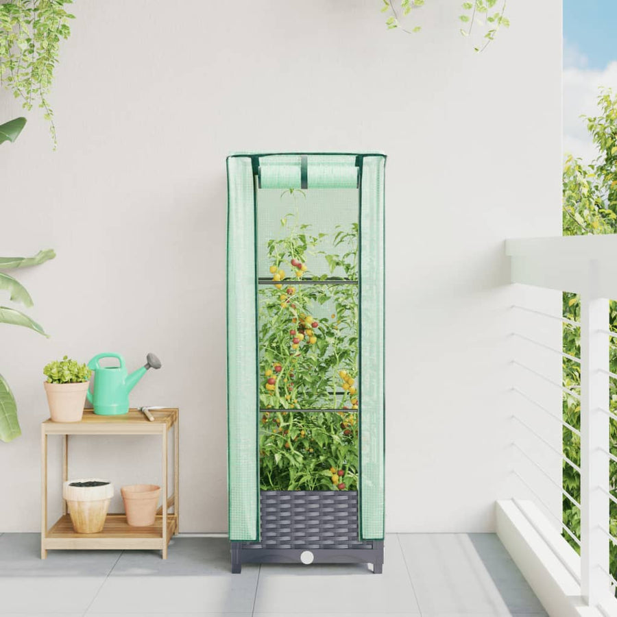 Plantenbak verhoogd met kashoes 40x40x123 cm rattanlook
