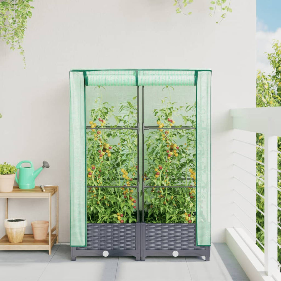 Plantenbak verhoogd met kashoes 80x40x123 cm rattanlook