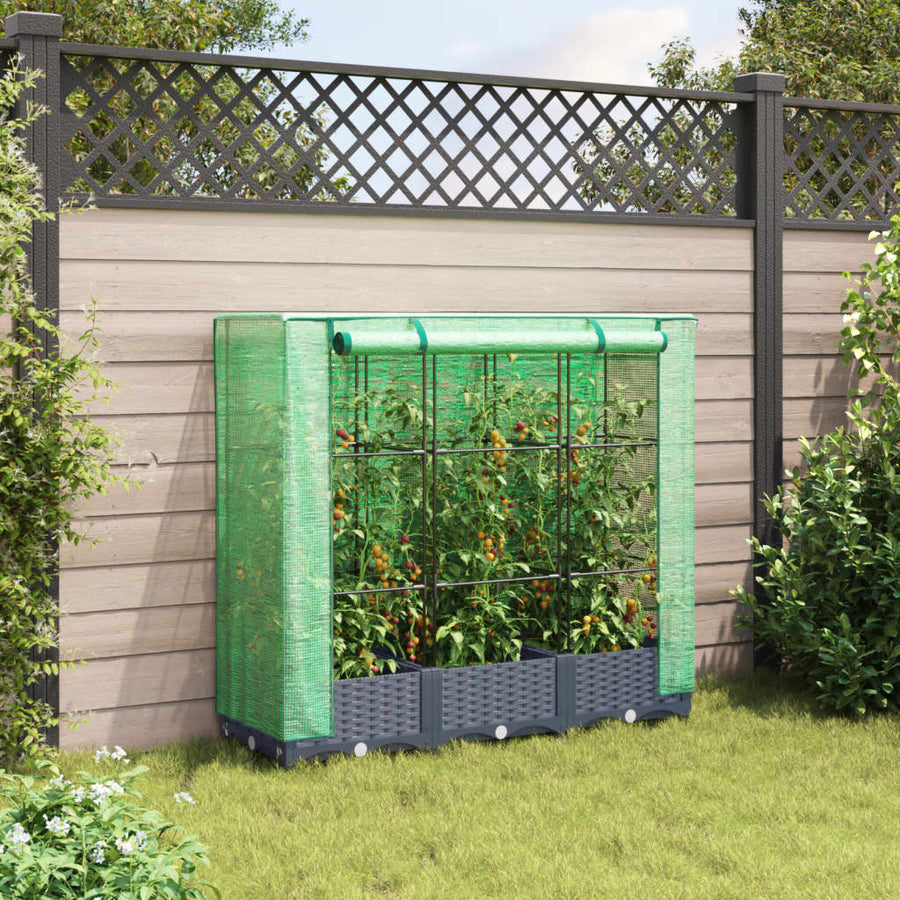 Plantenbak verhoogd met kashoes 120x40x123 cm rattanlook