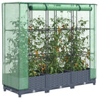 Plantenbak verhoogd met kas 120x40x123 cm rotanlook donkergrijs