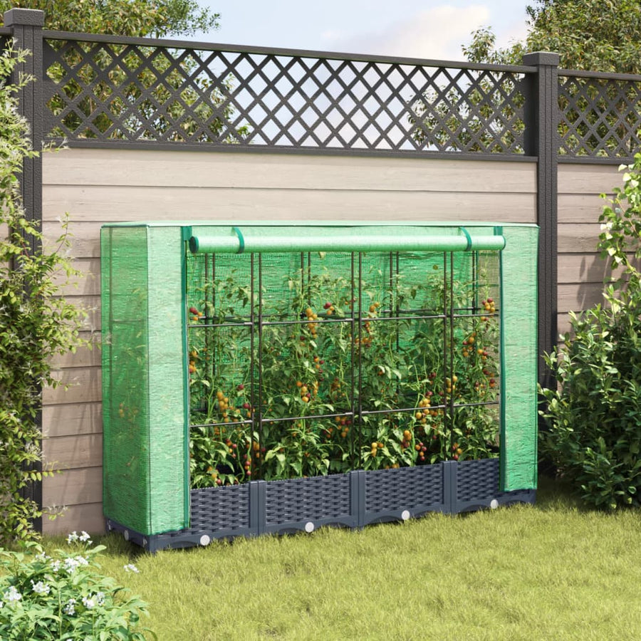 Plantenbak verhoogd met kashoes 160x40x123 cm rattanlook