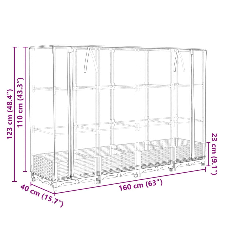 Plantenbak verhoogd met kashoes 160x40x123 cm rattanlook