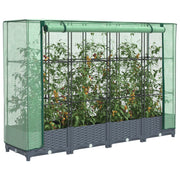 Plantenbak met kas 160x40x123 cm rotanlook donkergrijs