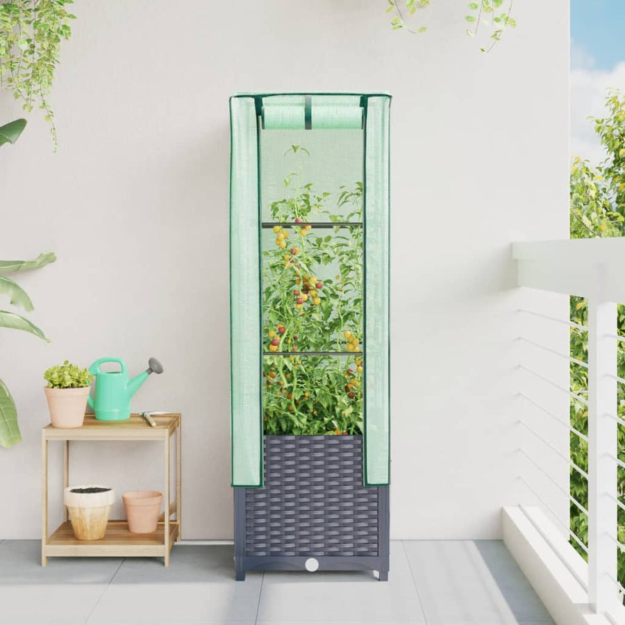 Plantenbak verhoogd met kashoes 40x40x139 cm rattanlook