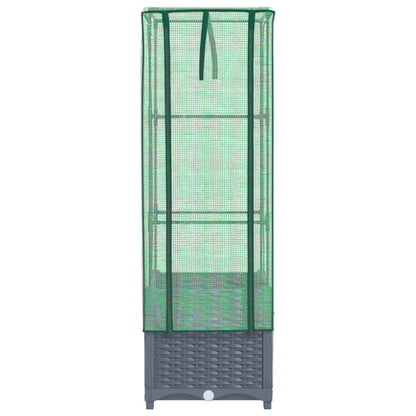 Plantenbak verhoogd met kashoes 40x40x139 cm rattanlook