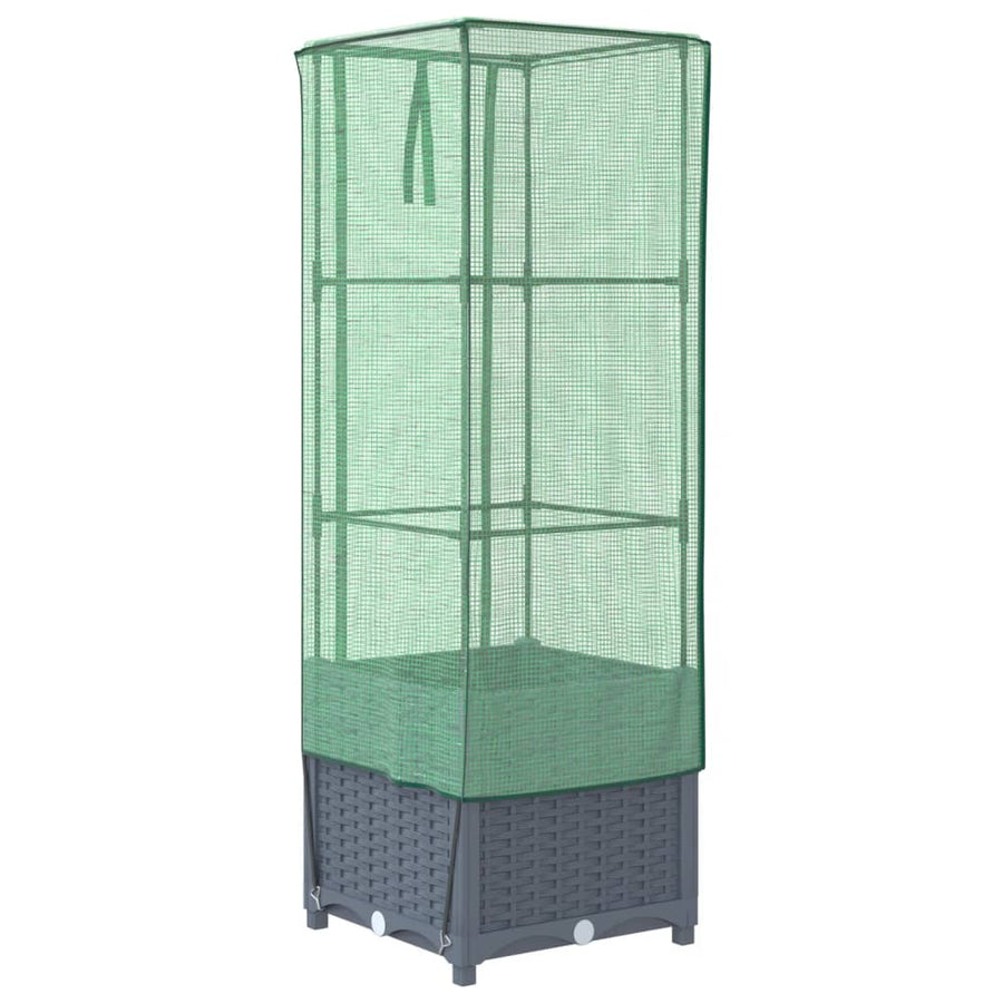 Plantenbak verhoogd met kashoes 40x40x139 cm rattanlook