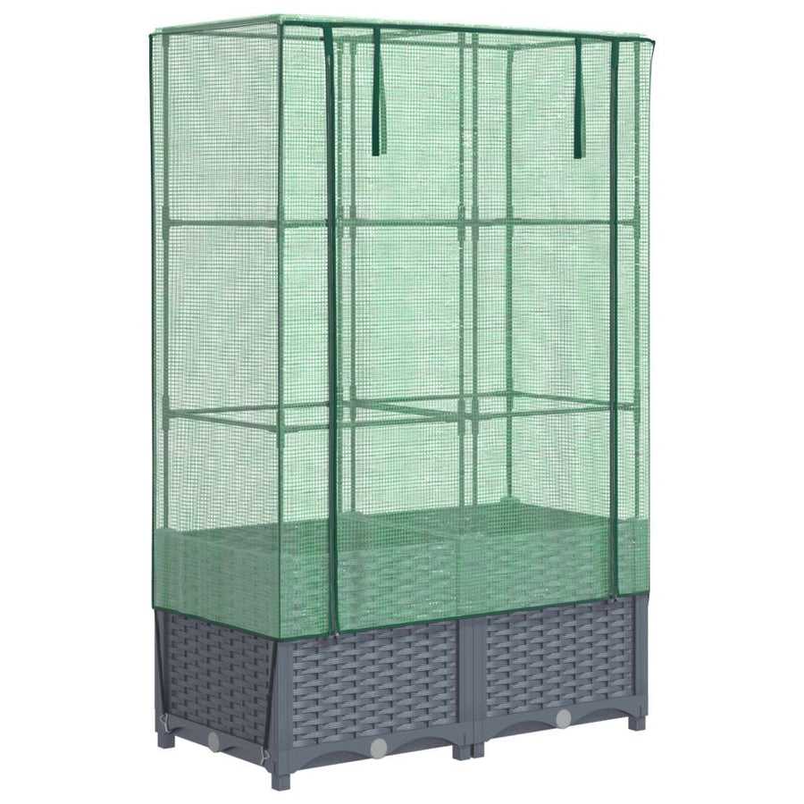 Plantenbak verhoogd met kashoes 80x40x138 cm rattanlook