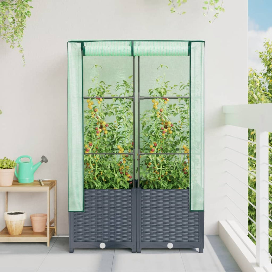 Plantenbak verhoogd met kashoes 80x40x138 cm rattanlook