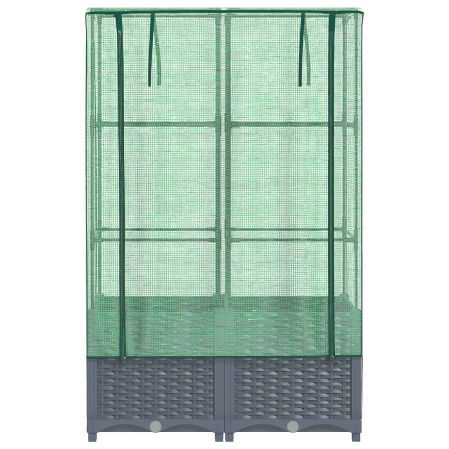 Plantenbak verhoogd met kashoes 80x40x138 cm rattanlook