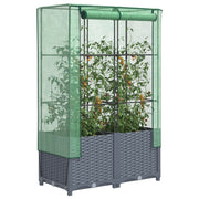 Plantenbak verhoogd 80x40x138 cm poly rattanlook donkergrijs