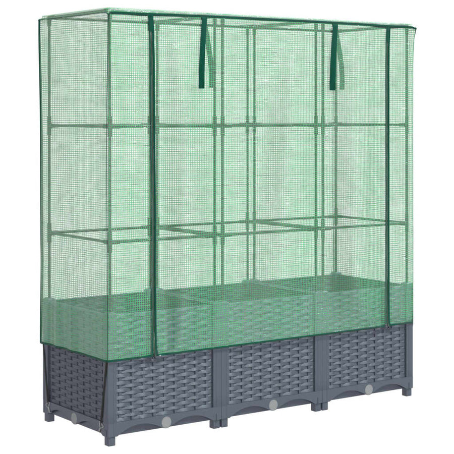 Plantenbak verhoogd met kashoes 120x40x138 cm rattanlook