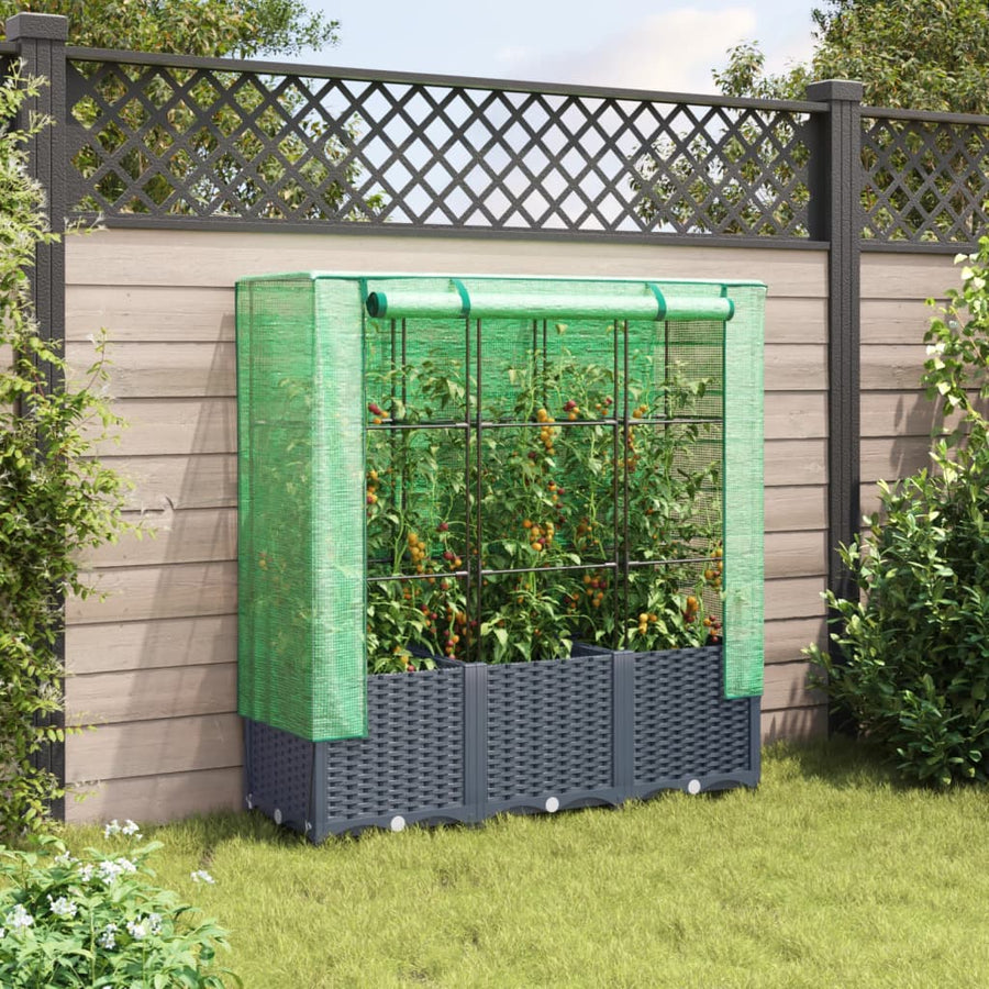 Plantenbak verhoogd met kashoes 120x40x138 cm rattanlook