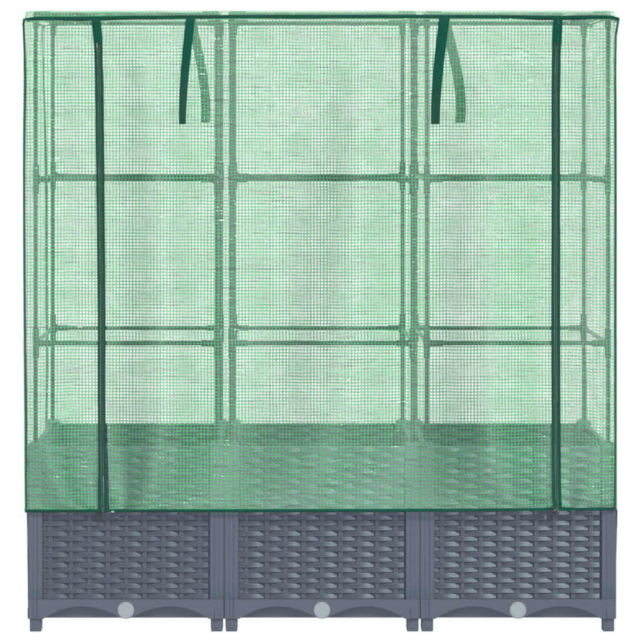 Plantenbak verhoogd met kashoes 120x40x138 cm rattanlook