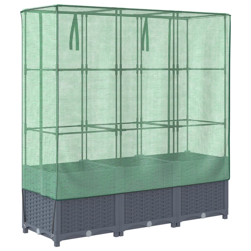 Plantenbak verhoogd met kashoes 120x40x138 cm rattanlook