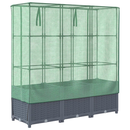 Plantenbak verhoogd met kashoes 120x40x138 cm rattanlook