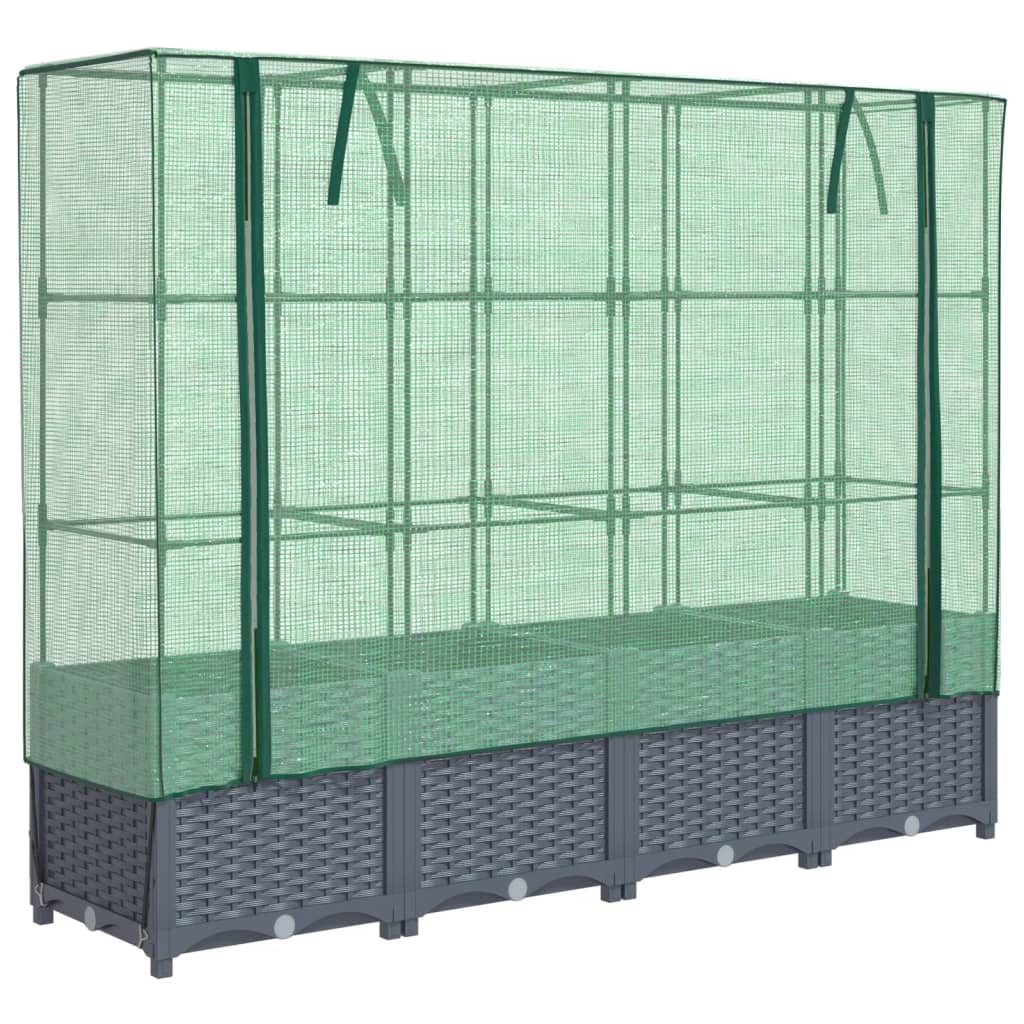 Plantenbak verhoogd met kashoes 160x40x138 cm rattanlook