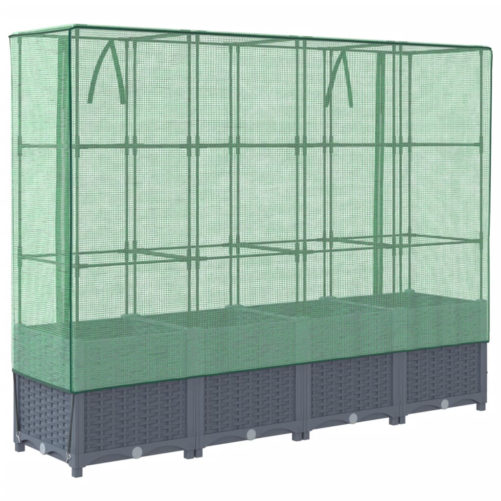 Plantenbak verhoogd met kashoes 160x40x138 cm rattanlook