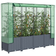 Plantenbak met kas rotanlook 160x40x138 cm donkergrijs