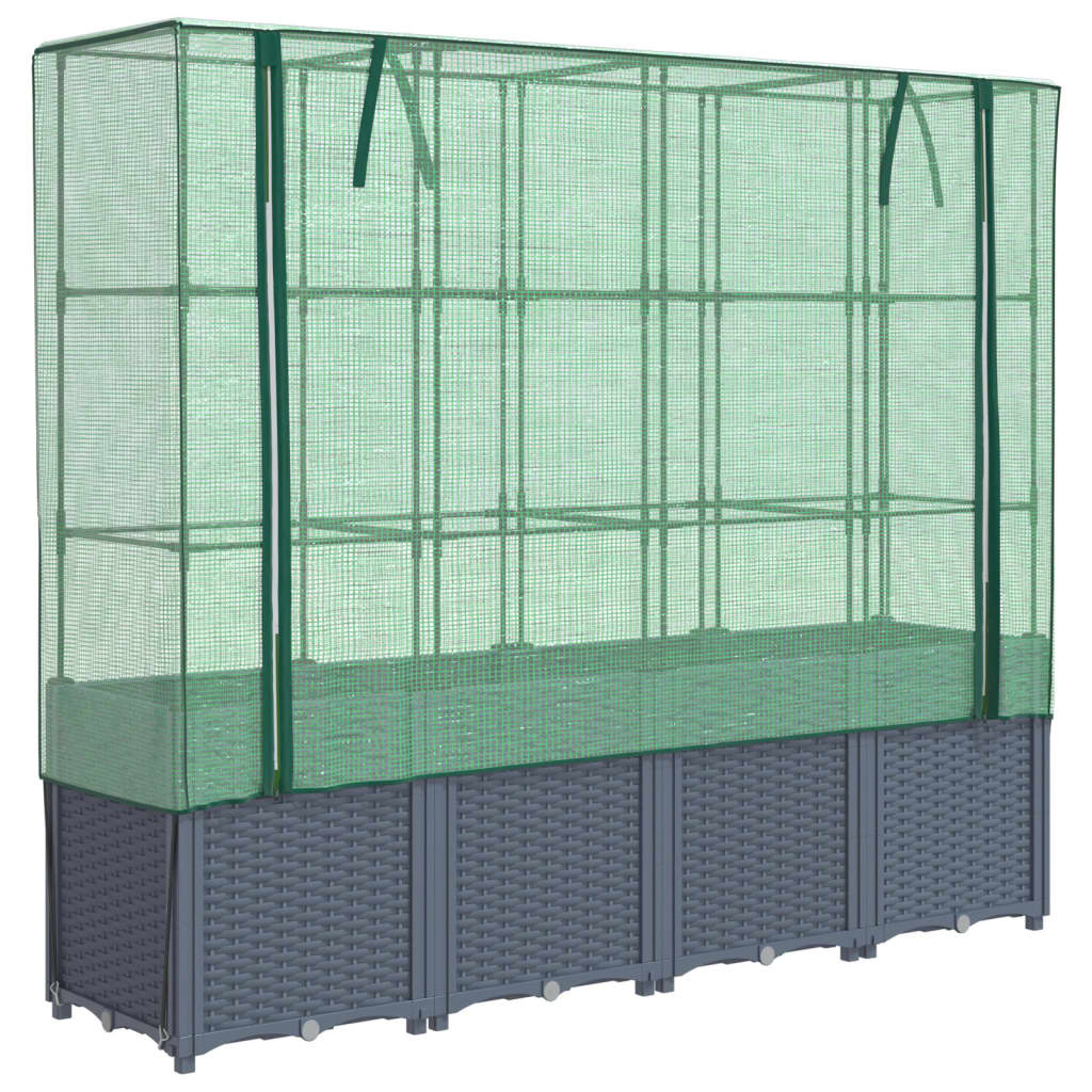 Plantenbak verhoogd met kashoes 160x40x153 cm rattanlook