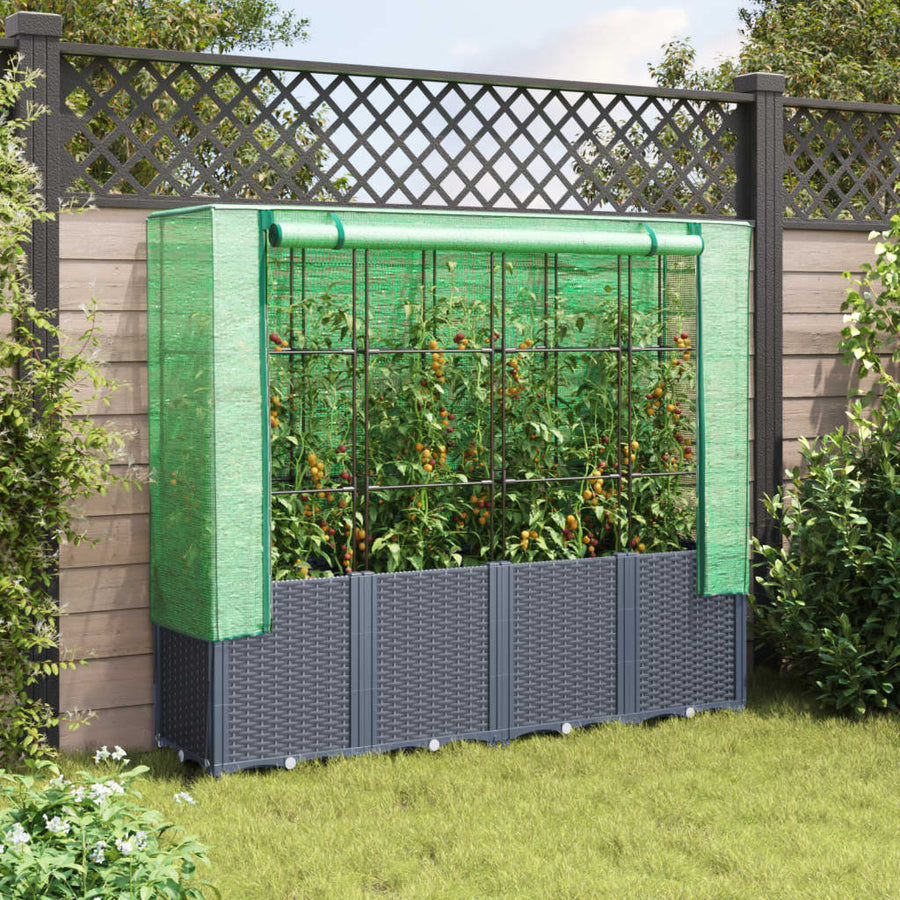 Plantenbak verhoogd met kashoes 160x40x153 cm rattanlook