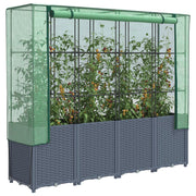 Plantenbak met kashoes 160x40x153 cm rotanlook donkergrijs