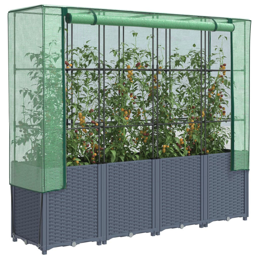 Plantenbak verhoogd met kashoes 160x40x153 cm rattanlook