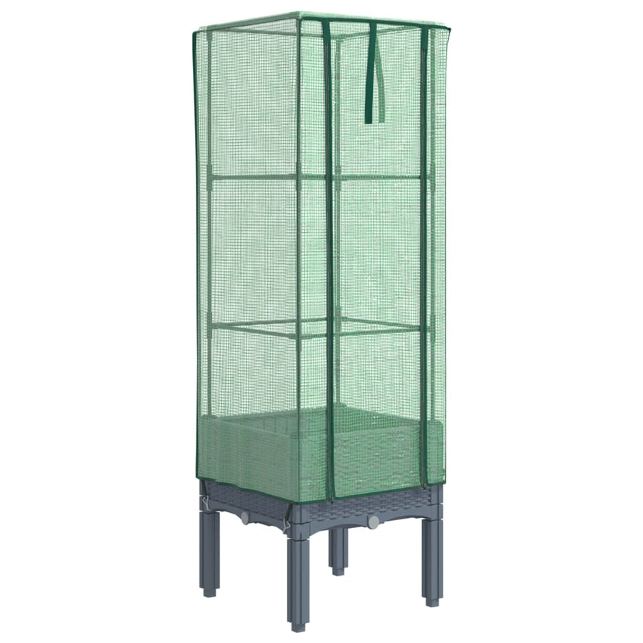 Plantenbak verhoogd met kashoes 40x40x140 cm rattanlook