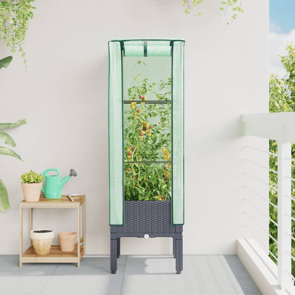 Plantenbak verhoogd met kashoes 40x40x140 cm rattanlook