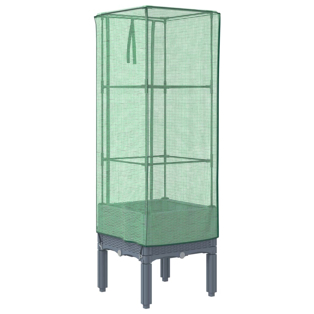Plantenbak verhoogd met kashoes 40x40x140 cm rattanlook