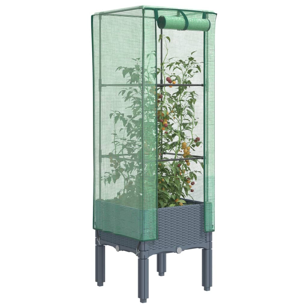Plantenbak verhoogd met kashoes 40x40x140 cm rattanlook