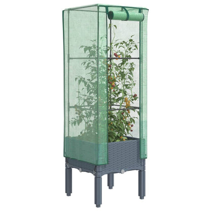 Plantenbak verhoogd met kashoes 40x40x140 cm rattanlook