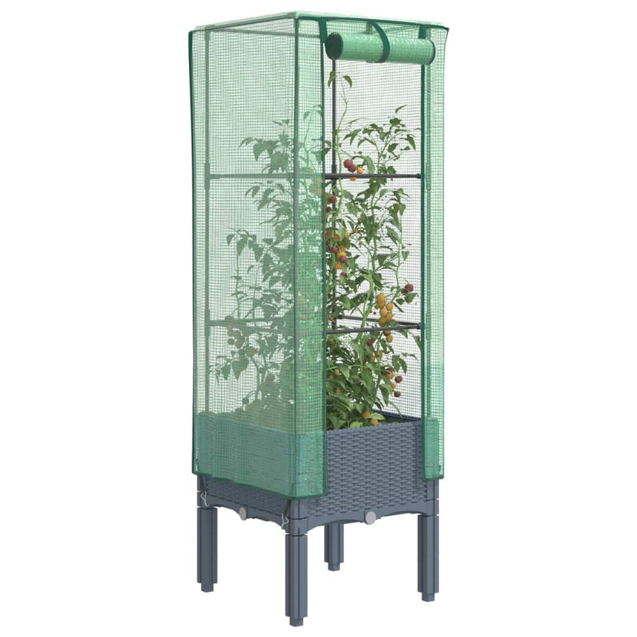 Plantenbak verhoogd met kashoes 40x40x140 cm rattanlook
