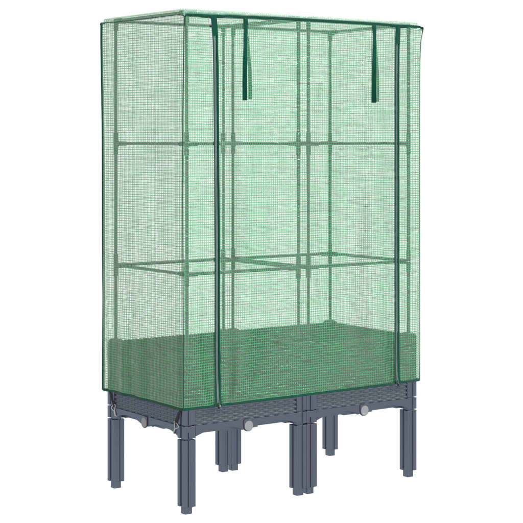 Plantenbak verhoogd met kashoes 80x40x140 cm rattanlook