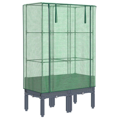 Plantenbak verhoogd met kashoes 80x40x140 cm rattanlook