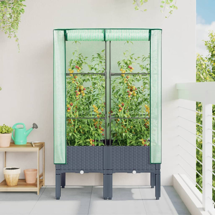Plantenbak verhoogd met kashoes 80x40x140 cm rattanlook