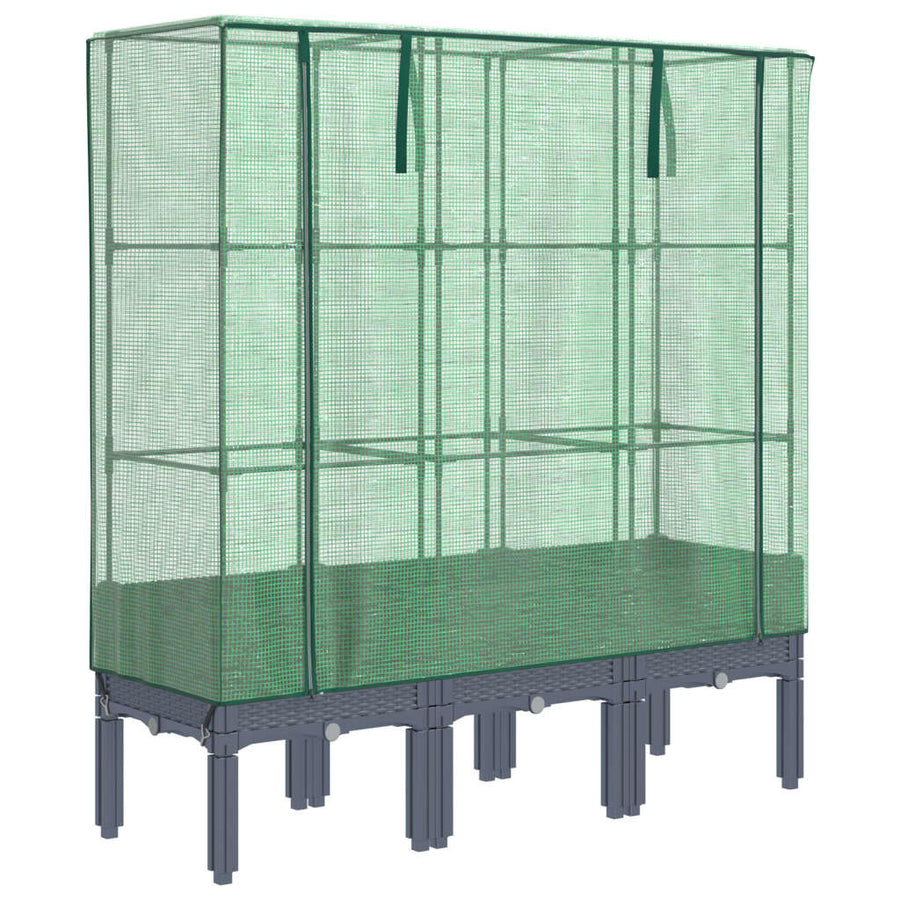Plantenbak verhoogd met kashoes 120x40x140 cm rattanlook
