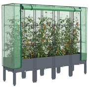 Verhoogde plantenbak 160x40x140 cm rattanlook donkergrijs