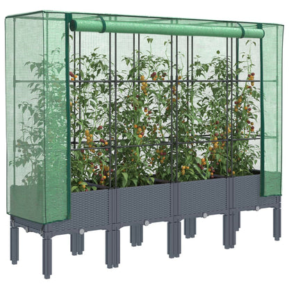 Plantenbak verhoogd met kashoes 160x40x140 cm rattanlook