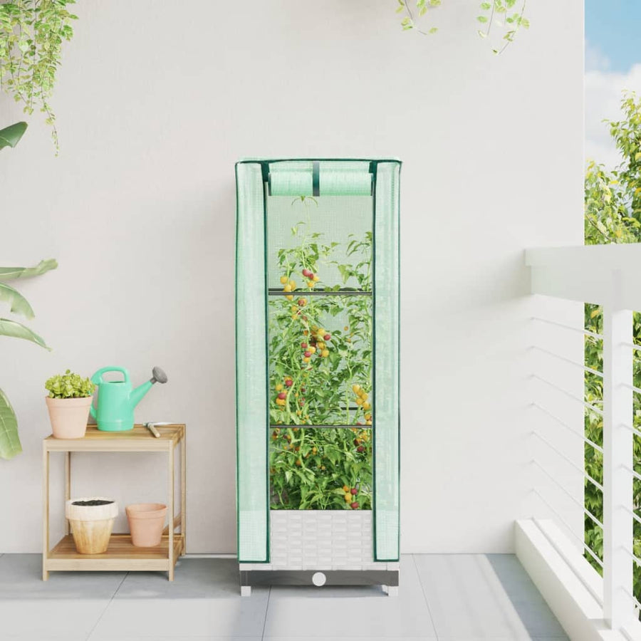 Plantenbak verhoogd met kashoes 40x40x123 cm rattanlook