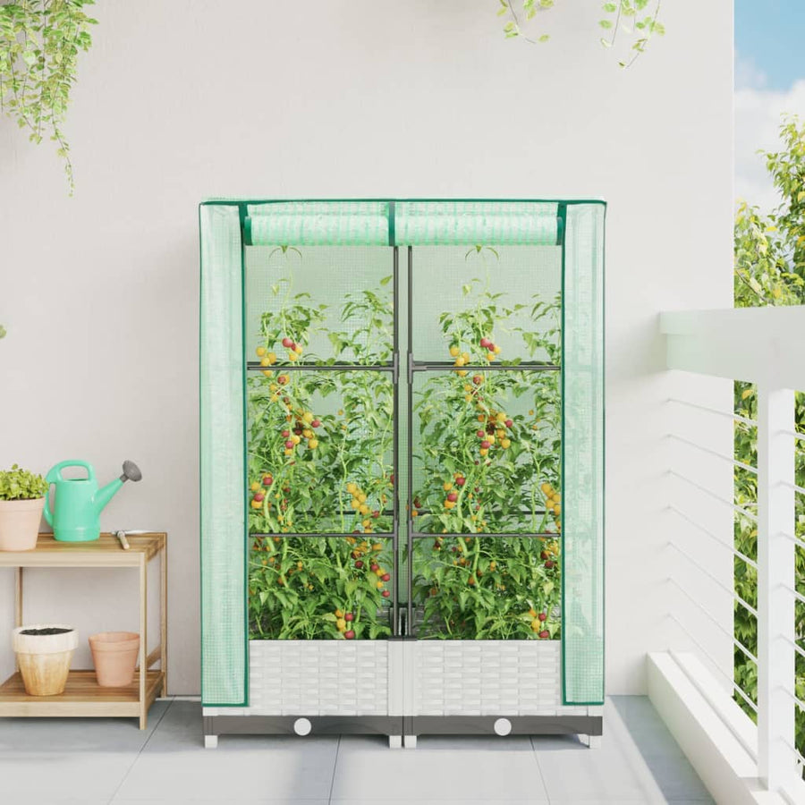 Plantenbak verhoogd met kashoes 80x40x123 cm rattanlook